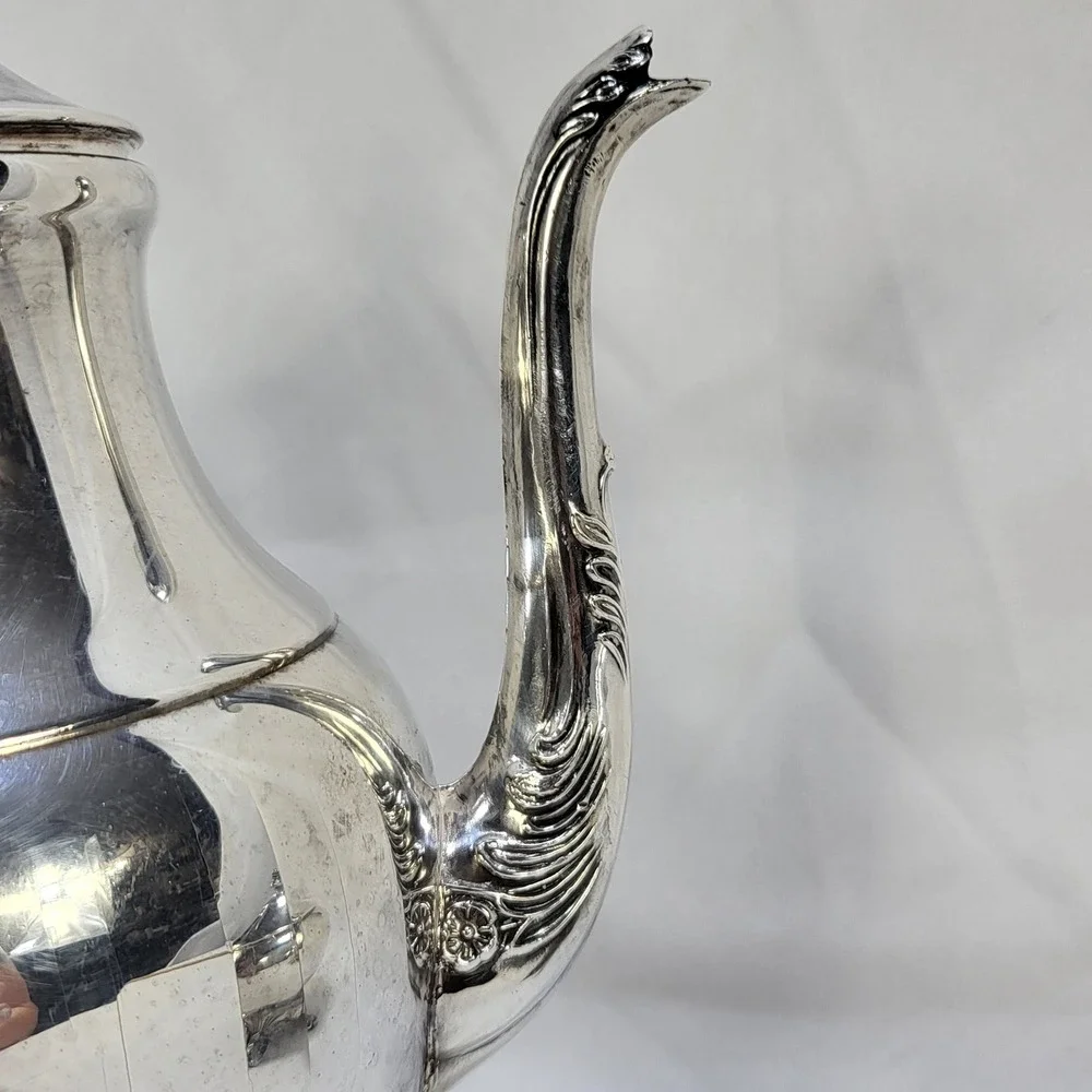 FB Rogers Silver Co 1883 Victorian Teapot Lidded Creamer Bowl Set Silverplate